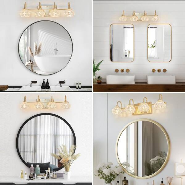 ♡n41♡ Amucolo 22.8 in. 4-Light Golden Wall Sconce Bathroom Vanity