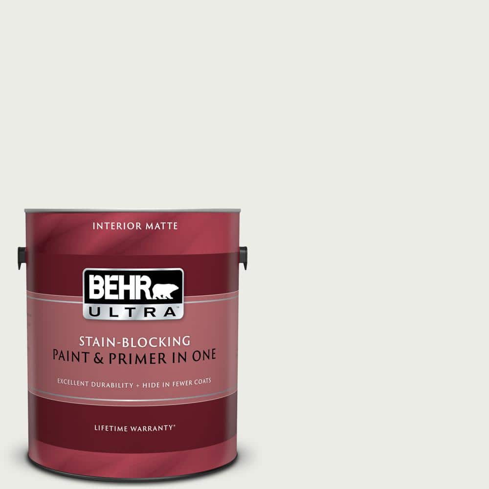 BEHR ULTRA 1 gal. White Flat/Matte Interior Paint and Primer in One