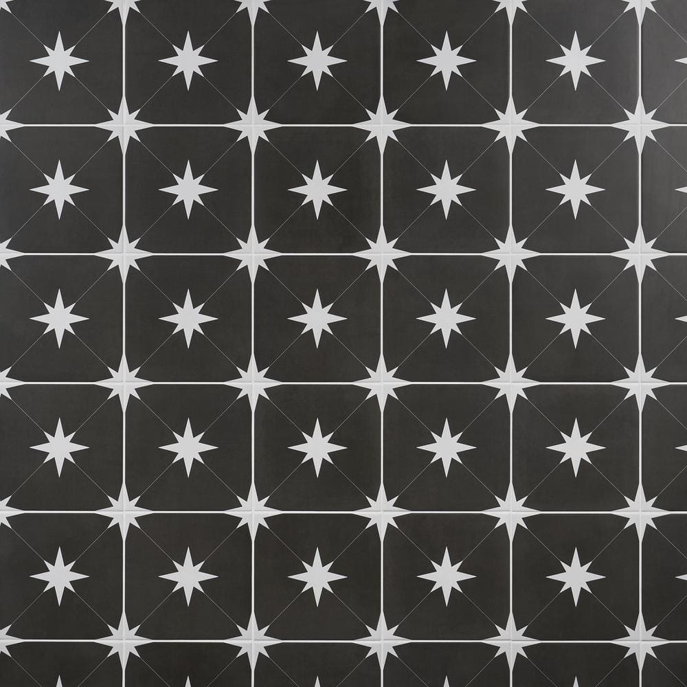 Moab 9" x 9" Matte Black and White Porcelain Tile