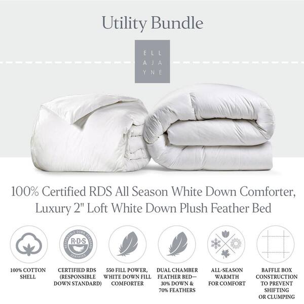 ELLA JAYNE Luxury 3- Piece White Solid Color King Size Microfiber Comforter  Set BN-10579FTHRBD-4 - The Home Depot