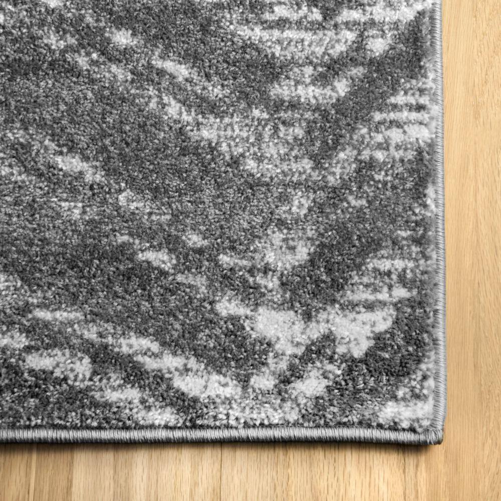 Dark Gray Synthetic Stain-Resistant Square Area Rug
