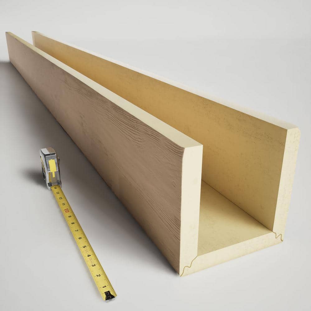 10"W x 8"H x 8'L Off-White Faux Wood Ceiling Beam