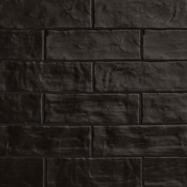 MSI Zelyge Midnight Black 2 in. x 8 in. Satin Ceramic Zellige Handmade Look Backsplash Tile (5.24 sq. ft. /Case)