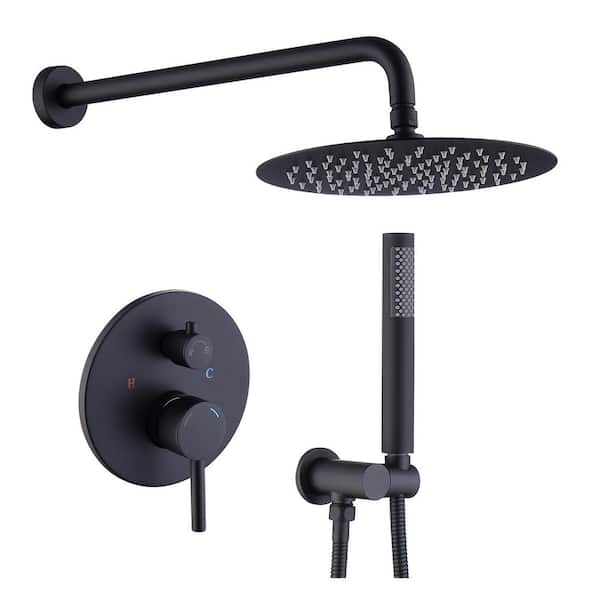 Double Handle 1-Spray Shower Faucet 1.8 GPM with Pressure Balance, Anti Scald in. Matte Black