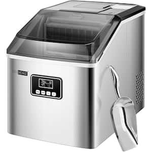 Countertop 40 lbs. Day Portable Ice Maker with Scoop in Silver