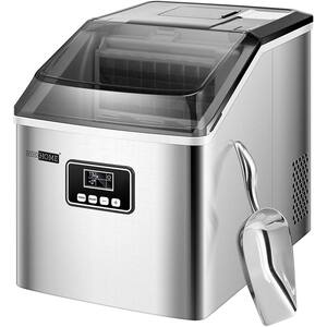 Countertop 48 lbs. Day Portable Ice Maker with Scoop in Silver