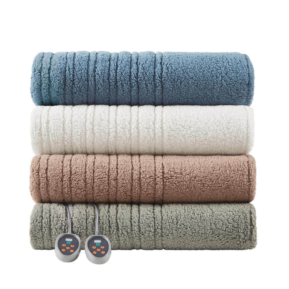 Full Size Brown Sherpa Reversible Heated Blanket