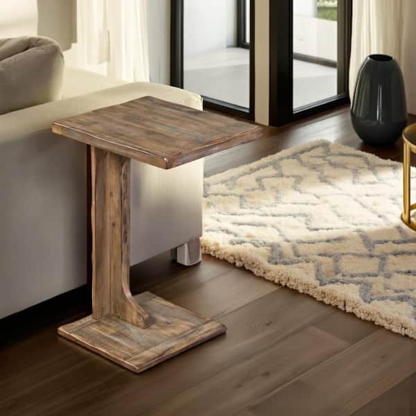 Dazy 12.5 in. Brown Rectangle Wooden End Table