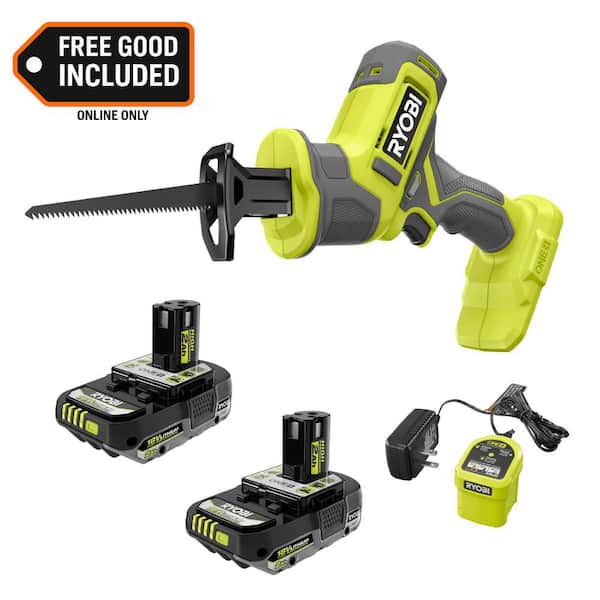 ONE+ 18V Cordless One-Handed Reciprocating Saw Kit, 2 Ah Battery with ONE+ 18V 2.0 Ah HIGH PERFORMANCE Battery