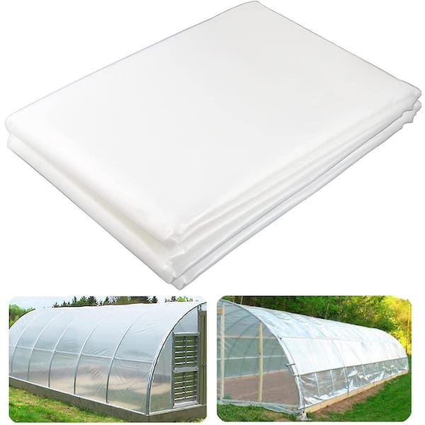 Agfabric 12 ft. x 16 ft. 3.1 mil Plastic Covering Clear Polyethylene Greenhouse Film UV Resistant for Grow Tunnel and Garden Hoop