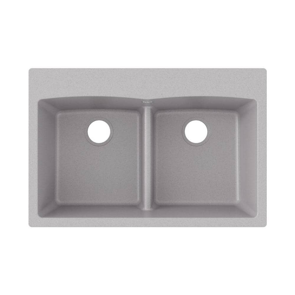 Greystone Quartz Double Basin Drop-In Kitchen Sink