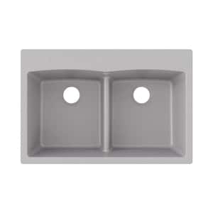 Quartz Classic  33in. Drop-in 2 Bowl  Greystone Granite/Quartz Composite Sink Only and No Accessories