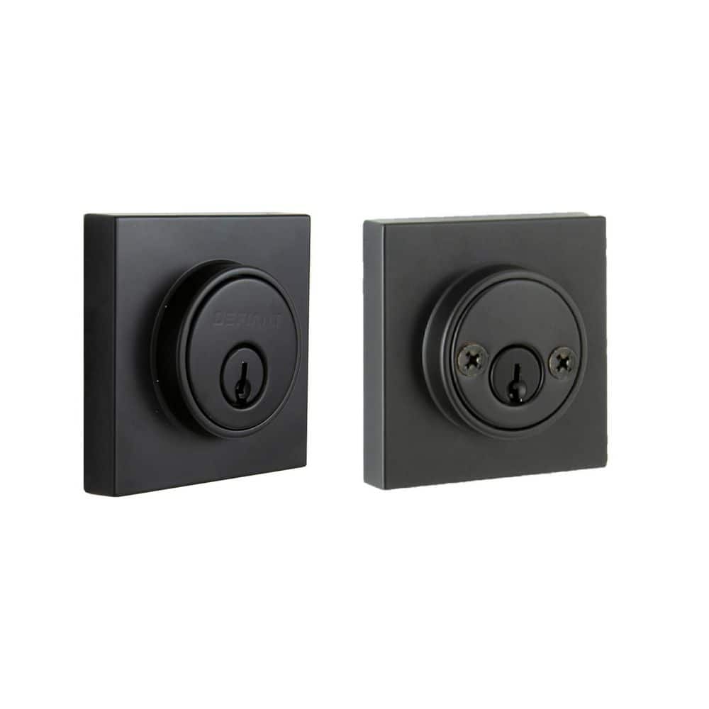 Square Matte Black Double Cylinder Contemporary Deadbolt