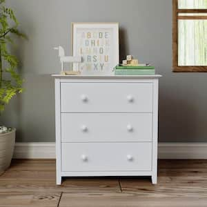 Brooklyn White 3 Drawer 29.5 in. W Solid Wood Chest of Drawer