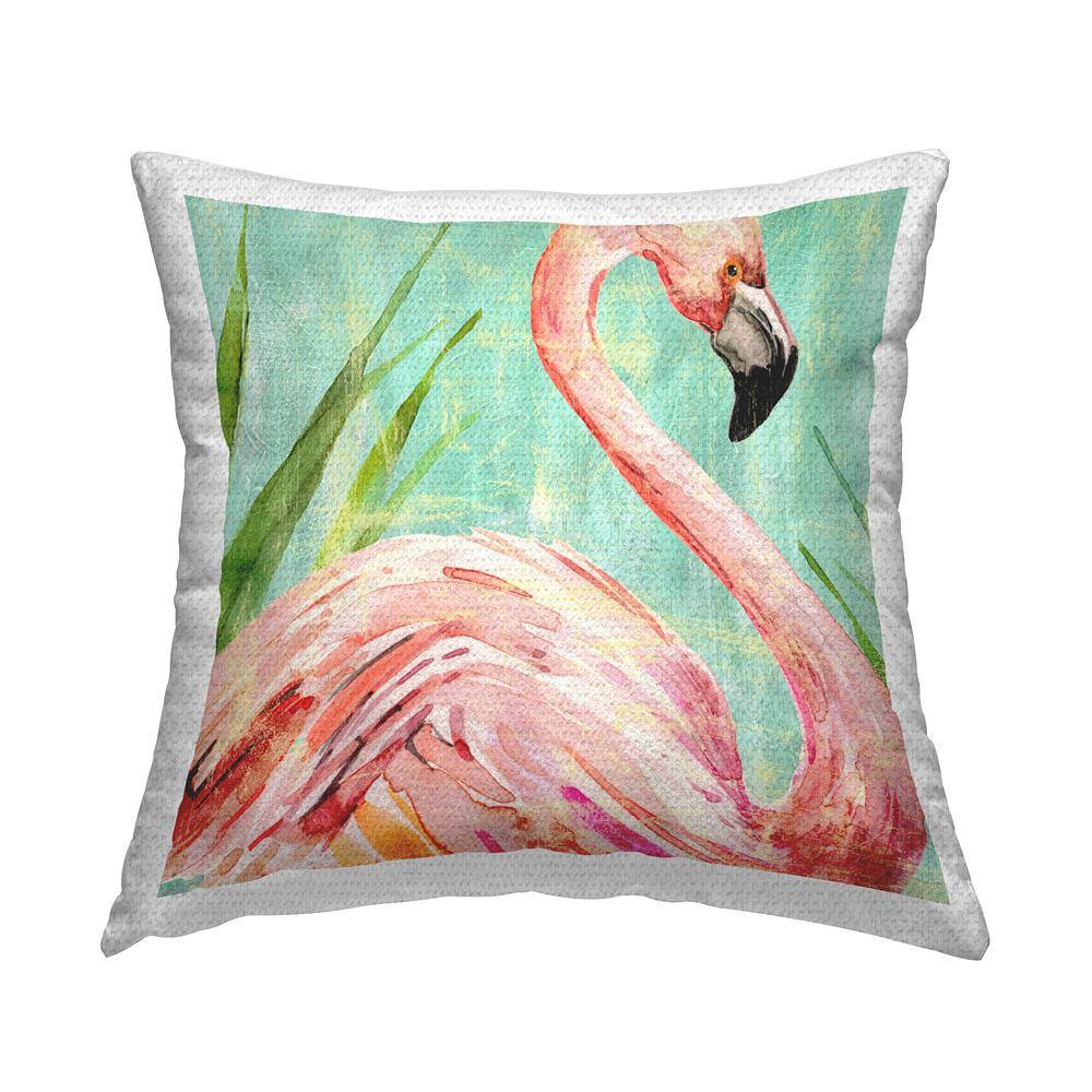 Tropical Flamingo on Green Green Square Outdoor Throw Pillow price history on PriceWatchPro