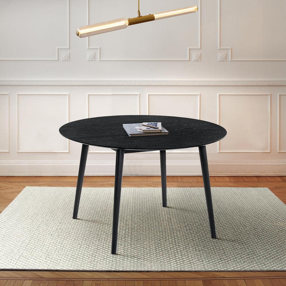 Scandinavian Modern 48" Black Wood Round Dining Table
