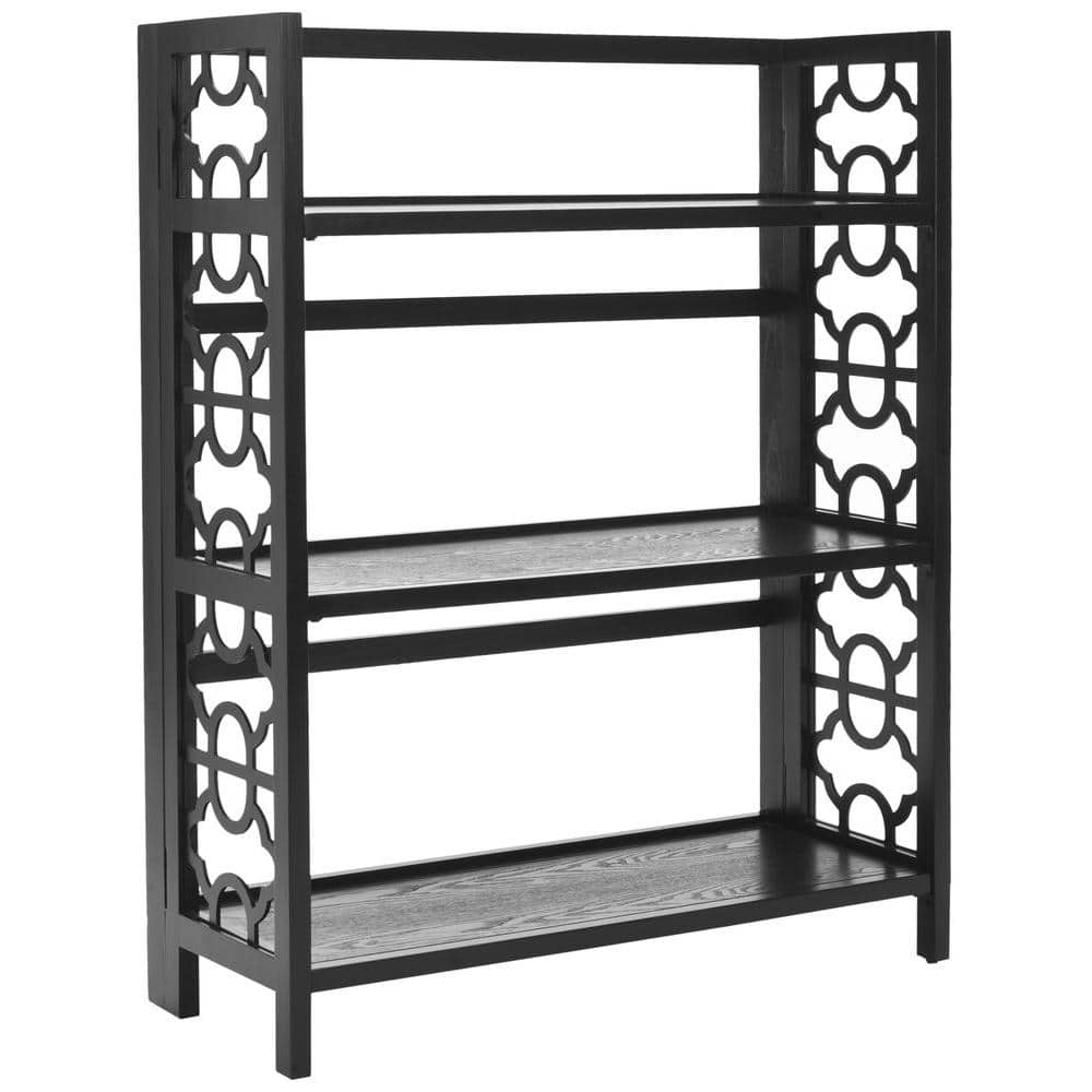 Transitional Black Pine 34" Wide Bookcase with Decorative Sides