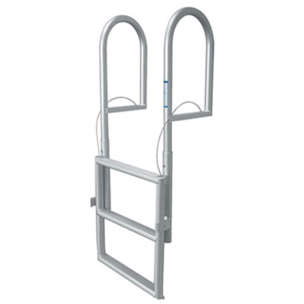 Tommy Docks 3-Step Standard Lifting Aluminum Dock Ladder with Slip-Resistant Rungs for Seawalls and Stationary Boat Dock Systems