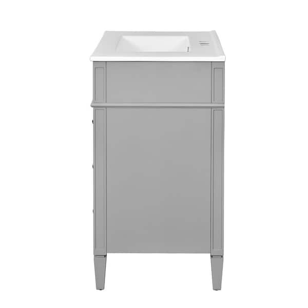 Virubi 30 in. W Single Sink Bath Vanity in Gray with White Resin