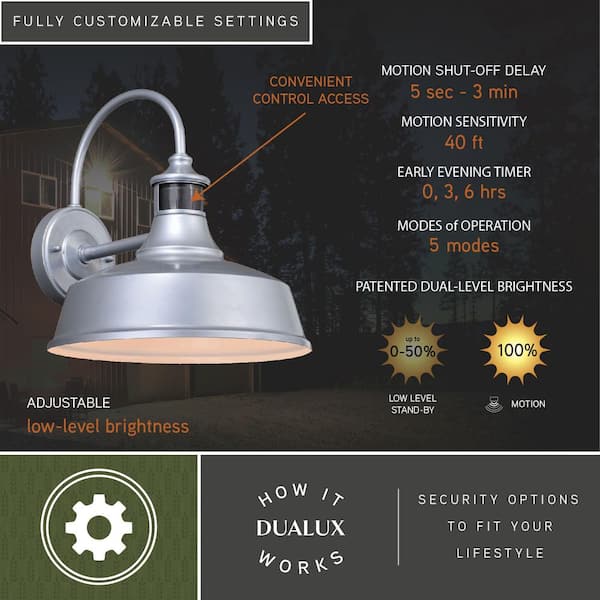 VAXCEL Dorado Silver Motion Sensor Dusk to Dawn Farmhouse