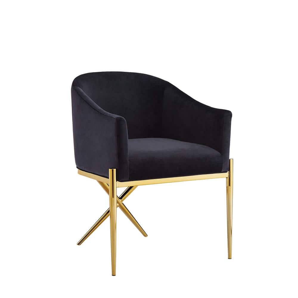 Best Master Furniture Dalton Gold Black Velvet Side Chair YF20VBC The