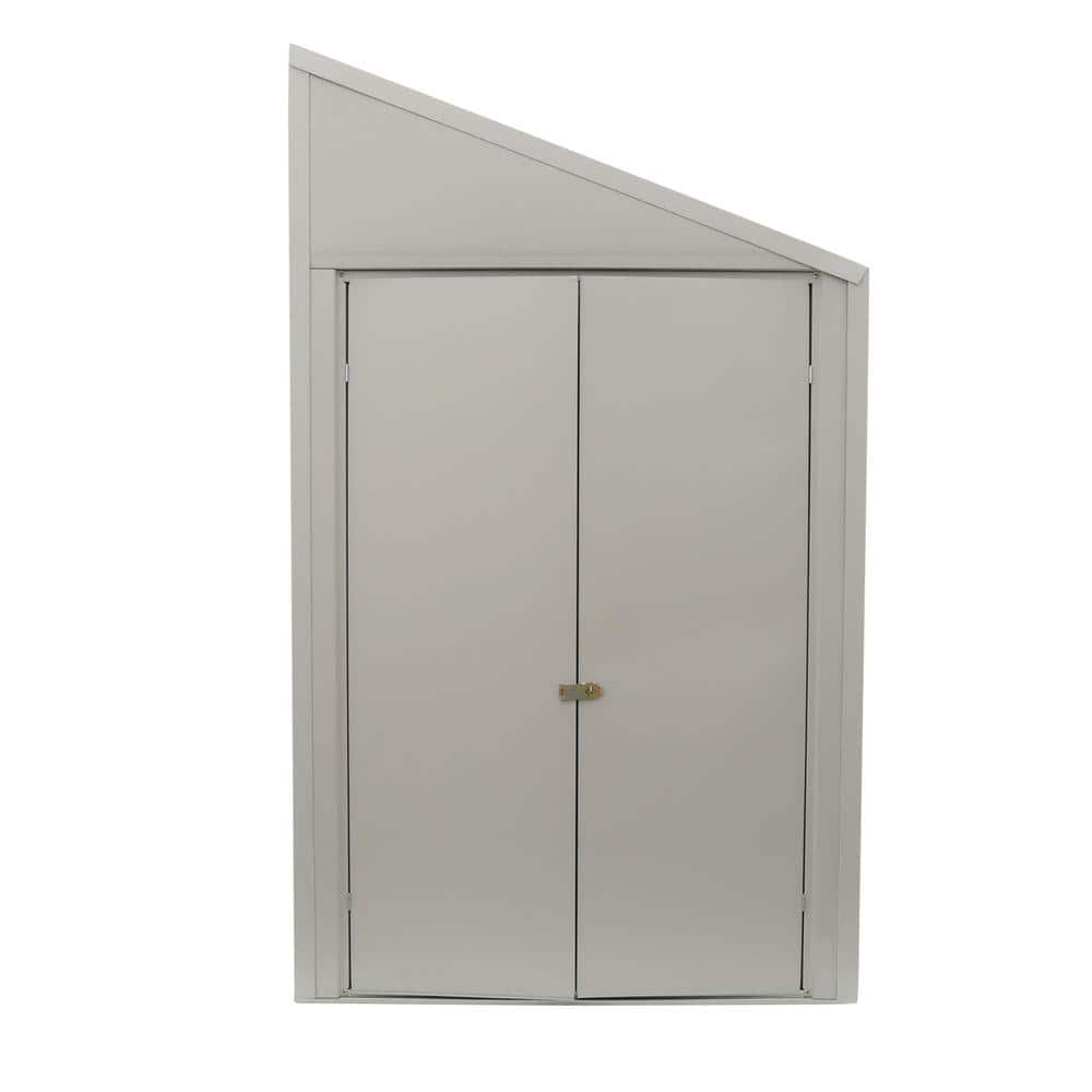 White 4 x 7 ft Steel Garden Storage Shed with Pent Roof