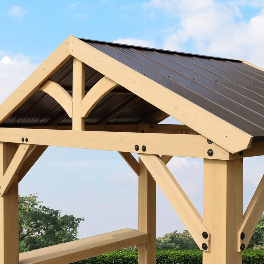 Meridian Cedar Grilling Pavilion with Brown Aluminum Roof