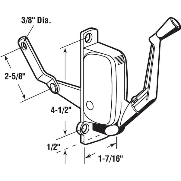 Prime-Line H 3673 Stanley Awning Operator, Gray, Left Hand, 2-3/16 In.  Offset Link (Single Pack) - Window Latches 