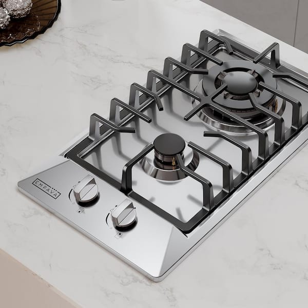 12 in. Gas Cooktop in Stainless Steel with 2 Burners including 11500 BTUs Power Burners
