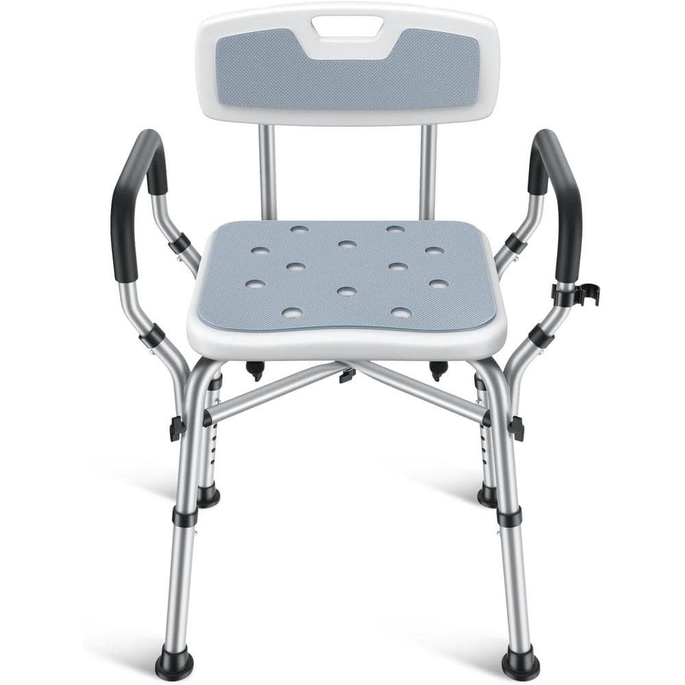 22 in. Heavy Duty Aluminum Shower Chair for Elderly and Disabled with 6-Hei