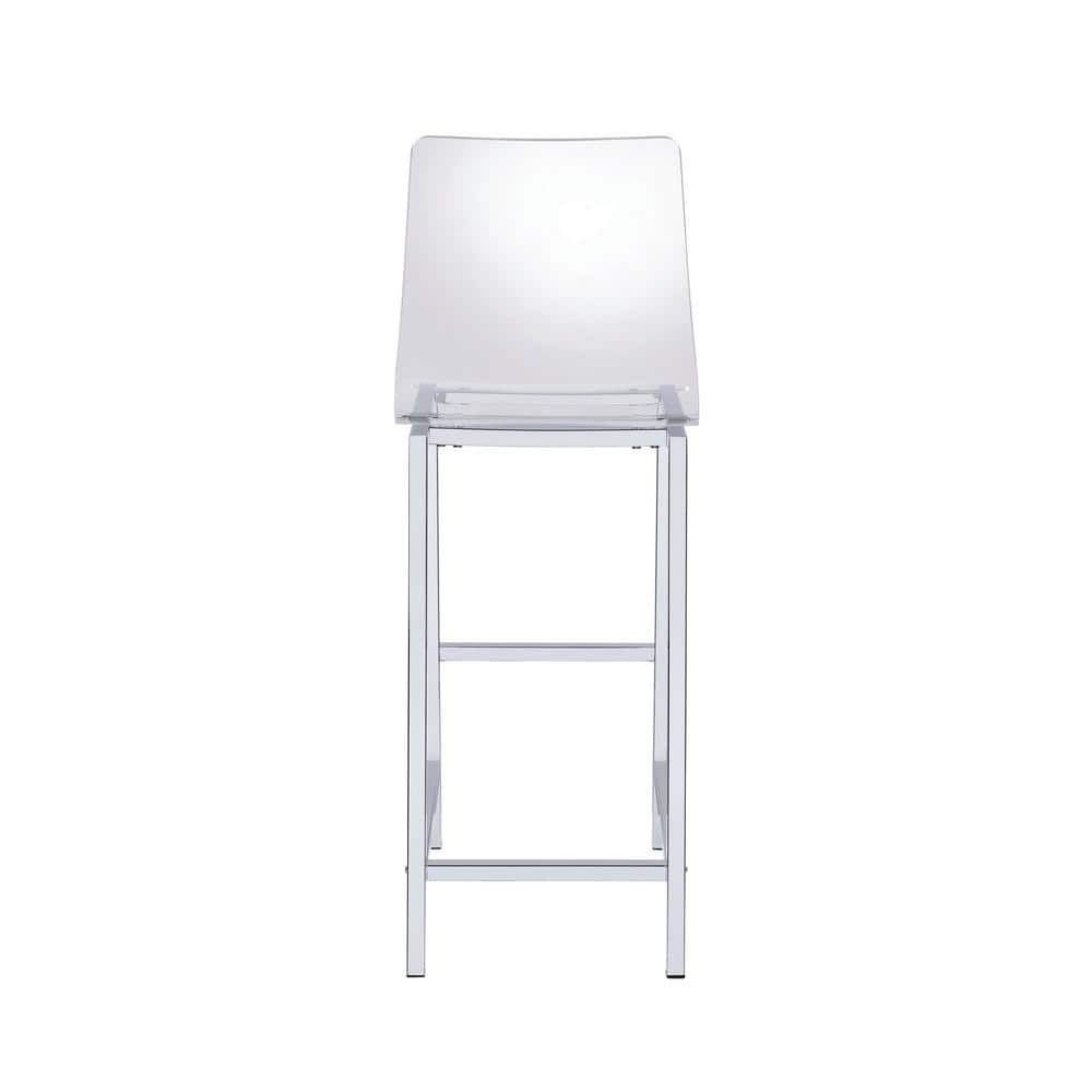 Clear Acrylic and Chrome 30" Modern Bar Stools, Set of 2