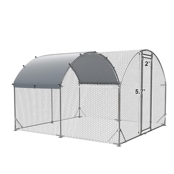 12.5 ft. L x 9.2 ft. W x 6.5 ft. H, Large Dome Walk-In Metal Coop with Oxford Waterproof Cover, Lockable, White