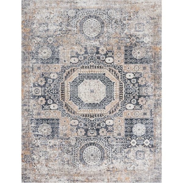 10 ft. x 14 ft. Beige Sonoma Tribal Polyester Area Rug