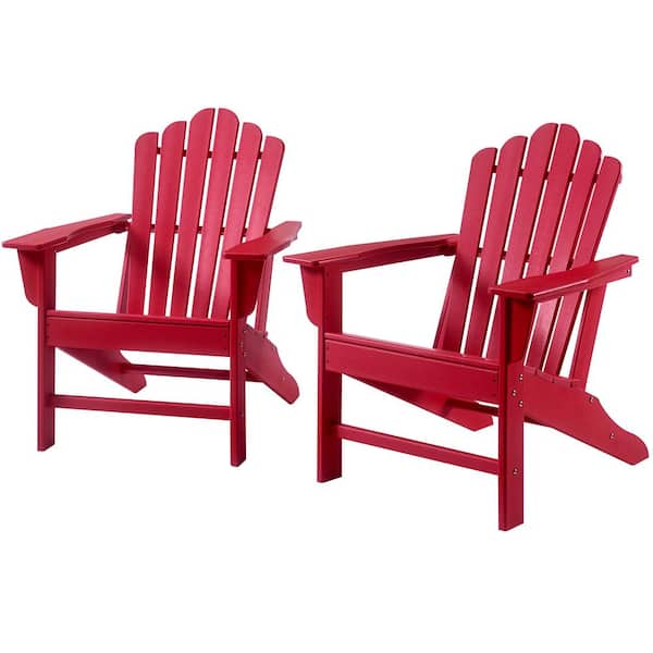 Amucolo Classic Red Outdoor Plastic Adirondack Chair (Set of 2)