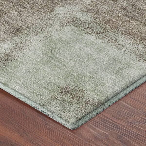 Mayfield Premium Machine Washable Abstract AMF2341 Aloe 9 ft. x 12 ft. Area Rug