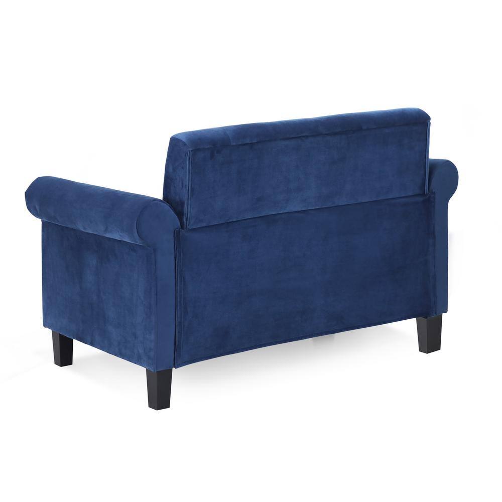 Navy Velvet Tufted Chesterfield Loveseat with Nailhead Trim