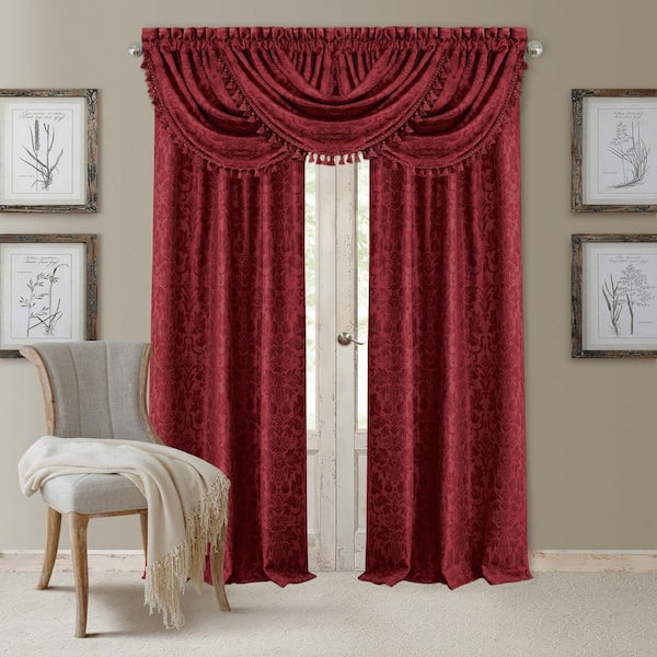 Elrene Rouge Damask Blackout Curtain - 52 in. W x 84 in. L