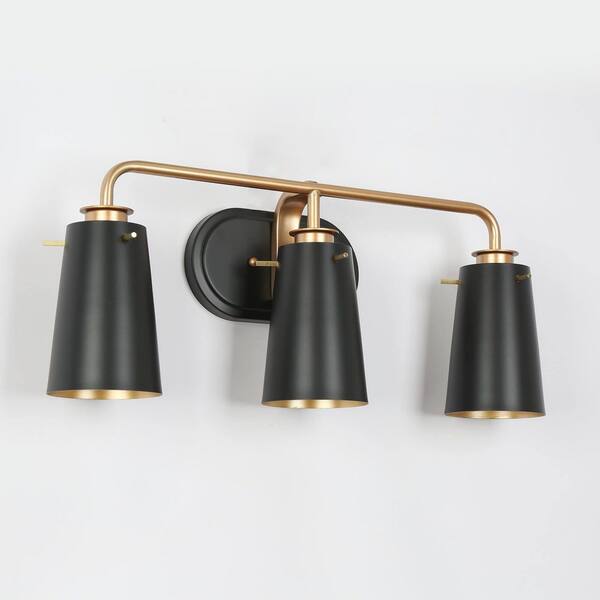 Zevni Modern Transitional 22.5 in. 3-Light Flat Black Wall Sconce
