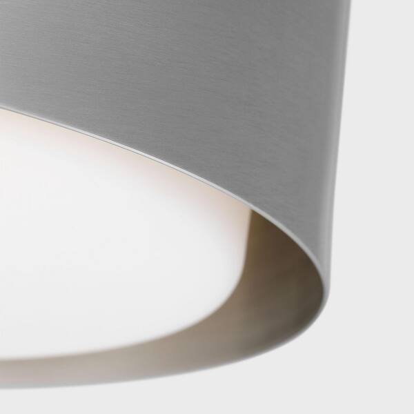 SCOTT LIVING - Dartmore 10 in. W x 5.625 in. H 1-Light Brushed Nickel Modern Flush Mount with Steel Shade and No Bulb Included