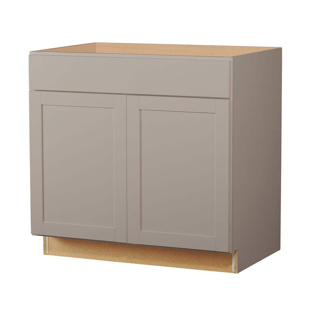 Hampton Bay Westfield Dusk Gray Shaker Stock Assembled Base Kitchen Cabinet (36 in. W x 23.75 in. D x 35 in. H)