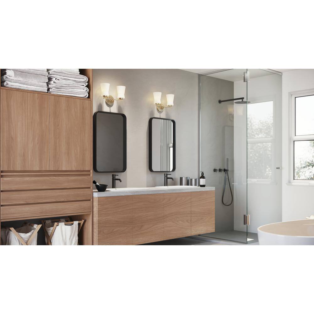 Brianne Brushed Brass 2-Light Vanity with Etched Glass Shades
