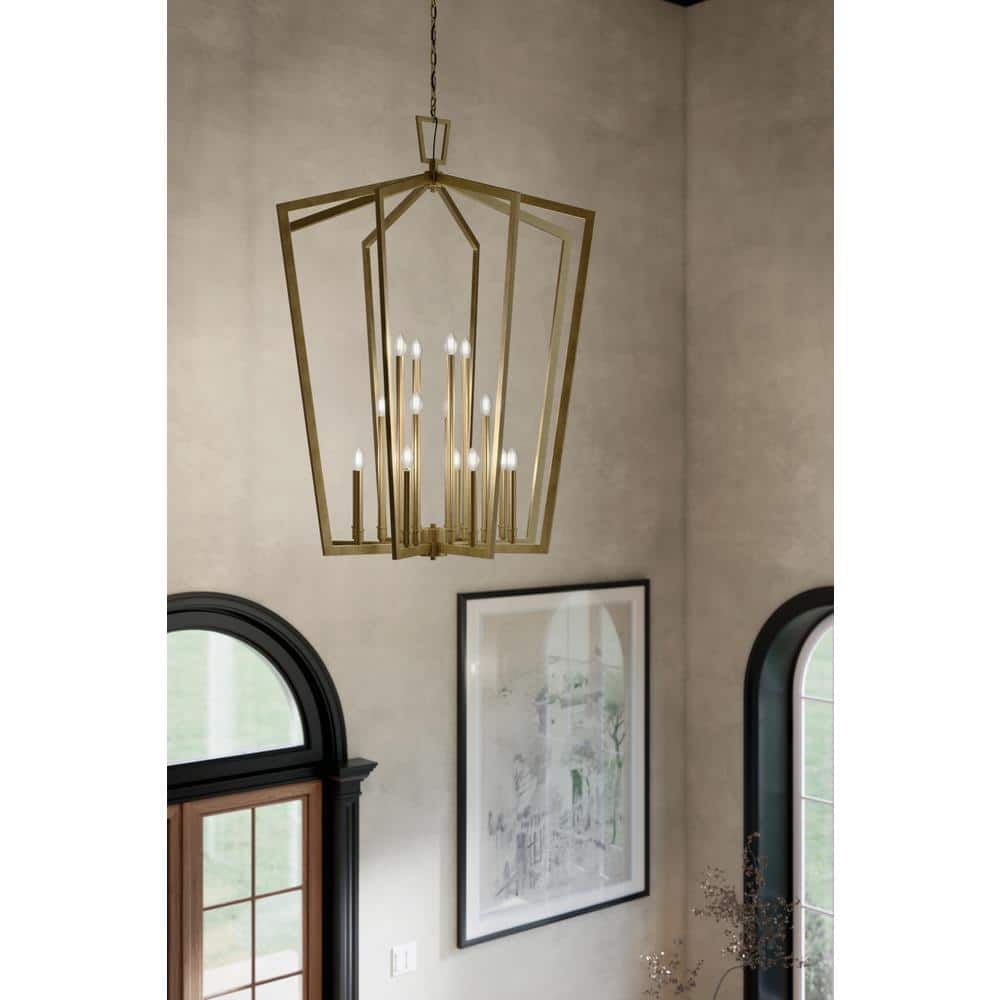 Abbotswell Natural Brass 16-Light Geometric Foyer Pendant