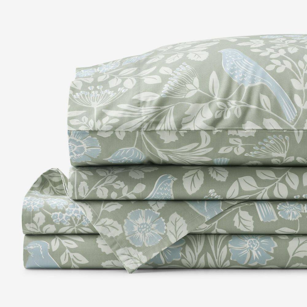 Company Cotton Tira Bird Percale Green Queen Sheet Set price history on PriceWatchPro