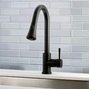 Modern Single-Handle Pull-Down Sprayer Kitchen Faucet in Matte Black