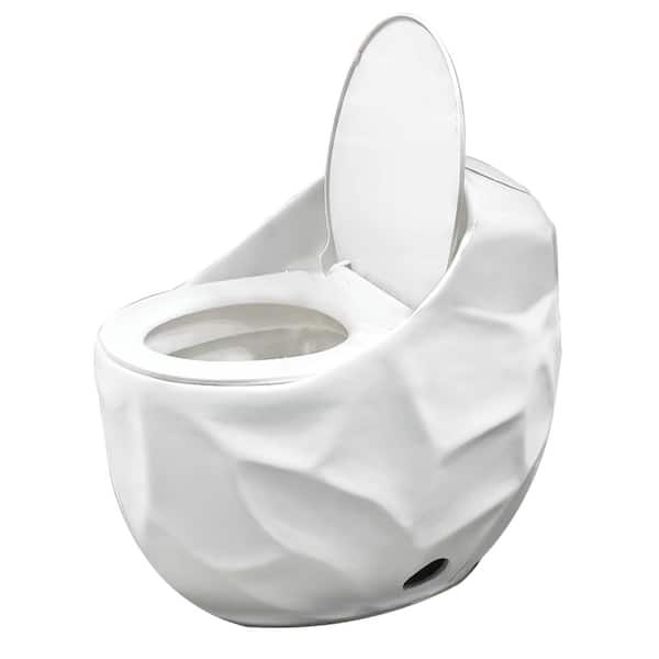 American Design 12 in. 1-Piece 1.28 GPF Single Flush Egg Shape Elongated Toilet in Gloss White Seat Included