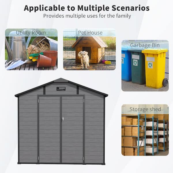 8 ft. x 10 ft. Plastic Outdoor Storage Shed-Lockable Resin Tool Shed with Window and Floor(80 sq. ft.)