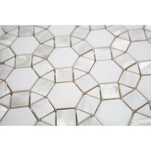 Noble White Thassos 9-3/4 in. x 12-1/4 in. x 10 mm Polished Pearl and Marble Mosaic Tile