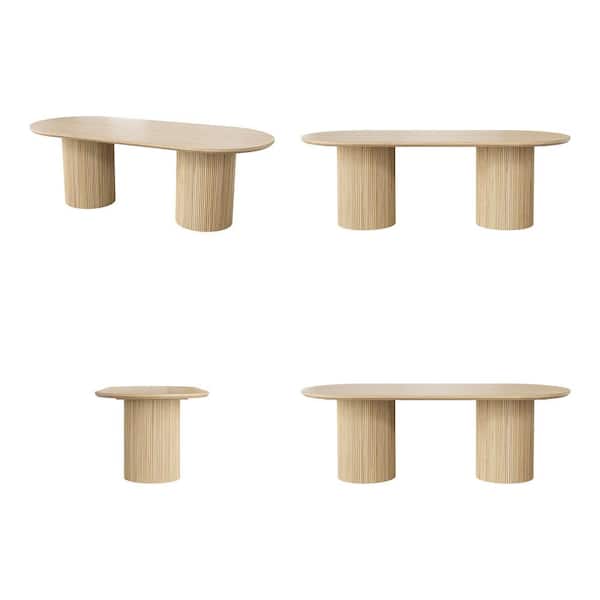 Homsee Modern Natural Wood 90.5 in. Column Base Dining Table Seats