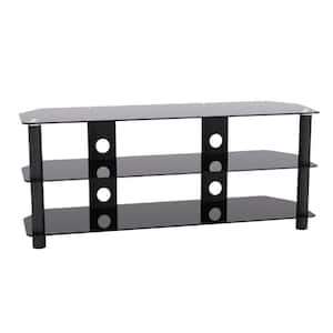 GHOUSE SSuper 43.30 in. Black Glass TV Stand Fits TV's up to 65 in. with  3-Tier Shelves HFW24105047 - The Home Depot