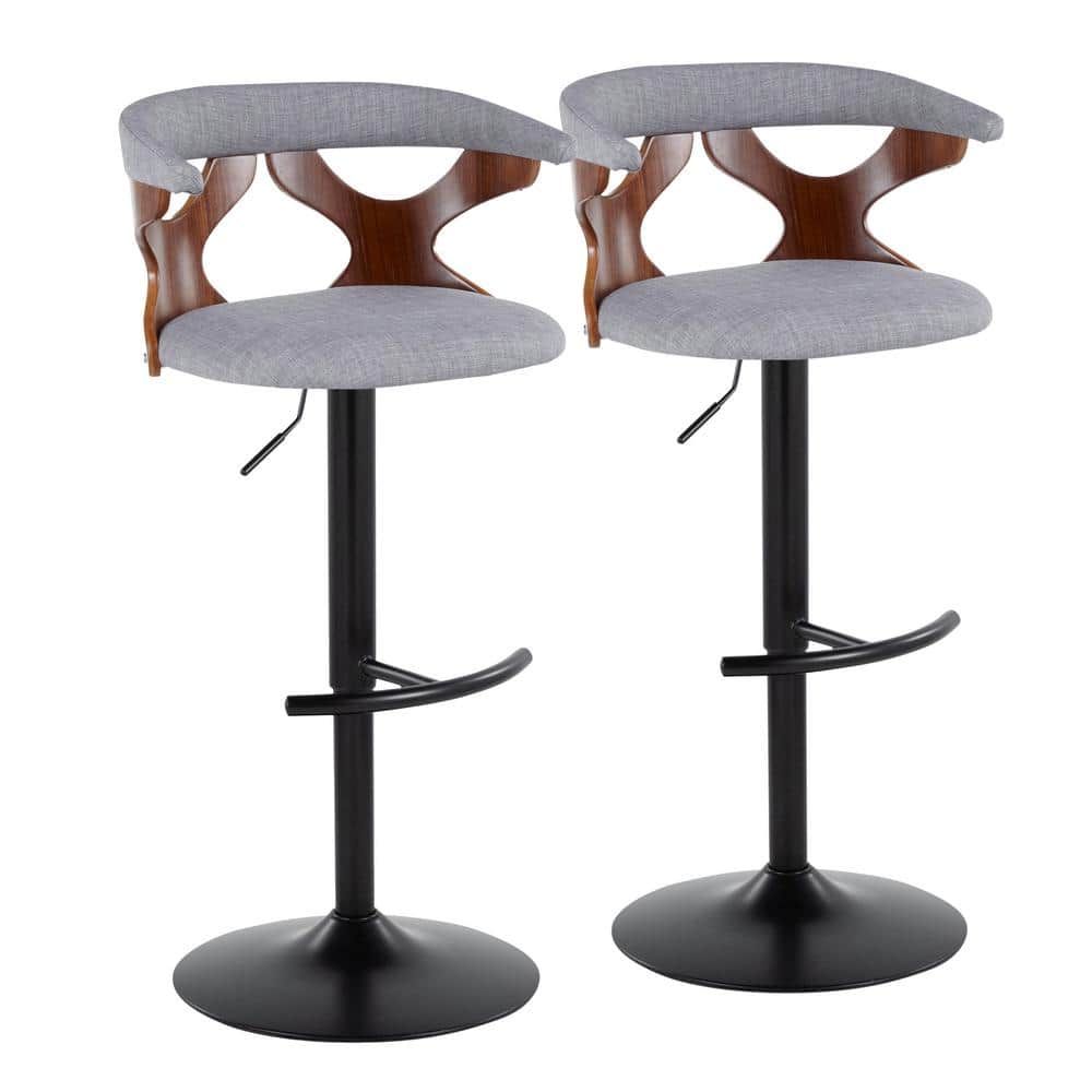 Thermosolis Acrylic Back Bar Stools Grey and Chrome (Set of 2)